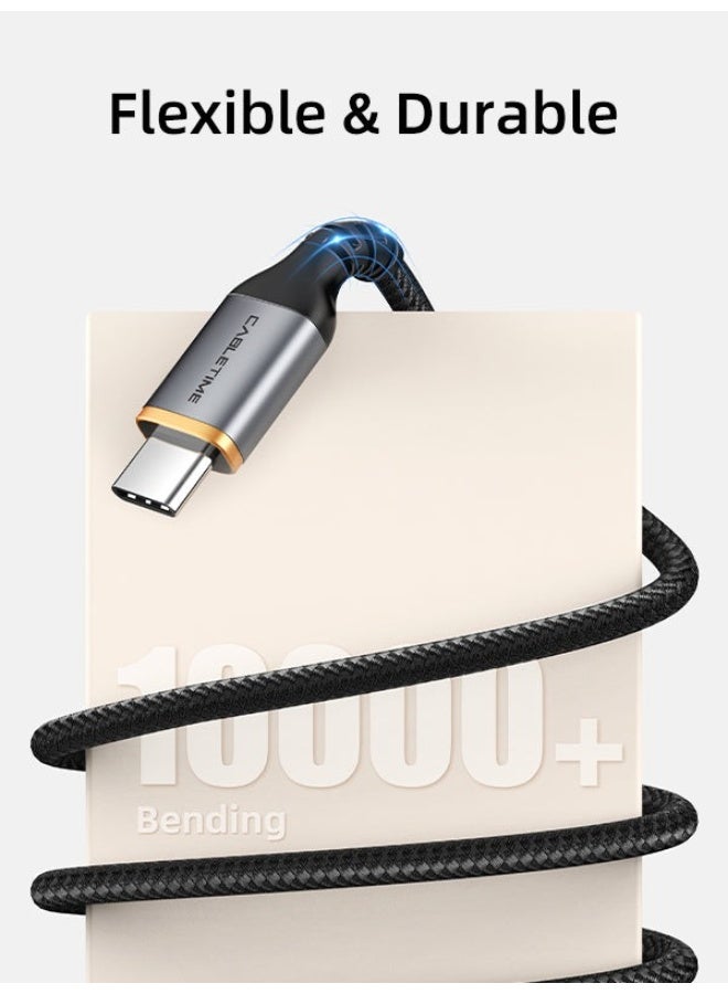 CABLETIME 5A USB A to USB C Fast Charge Cable (5A Quick Charging, Nylon Braided, 60W PD, Compatible with Samsung Galaxy, iPhone 15, iPad, Huawei, Vivo, Oppo, Google Pixel, PD Wall Charger & Laptop - Black - Image 3